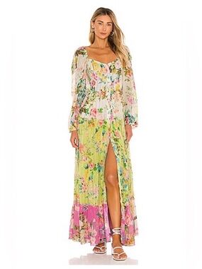 NWT HEMANT & NANDITA Tricolor “Jolie” Floral Maxi Dress - L